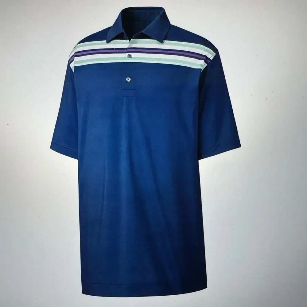 FOOTJOY Golf Polo‎ Shirt XL Lisle Chest Stripe Performance Short Sleeve Acushnet